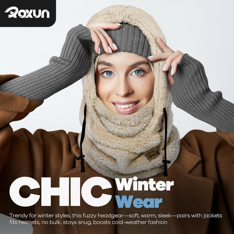 ROXUN Ski Mask Fleece Balaclava, Windproof Face Mask Winter Warm Neck Cover Helmet Hood for Men Women - Image 2